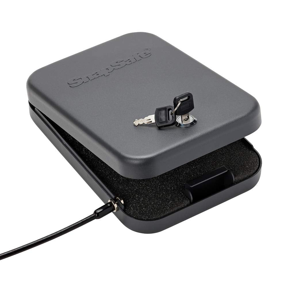 SnapSafe Portable Lock Box for Guns and Valuables – Includes Lock Box, 2 Keys and Patented Security Cable – An Ideal Car Gun Safe – XXL, Black, 11.5 x 8.5 x 2.5 Inches