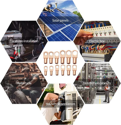 Battery Cable Wire Lug Crimping Tool Kit with 340pcs Copper Wire Lugs, Wire Crimping Tool for AWG 10-1/0 Electrical Lug Crimper, with Cable Cutter, 420pcs Dual Wall Adhesive Heat Shrink Tubing