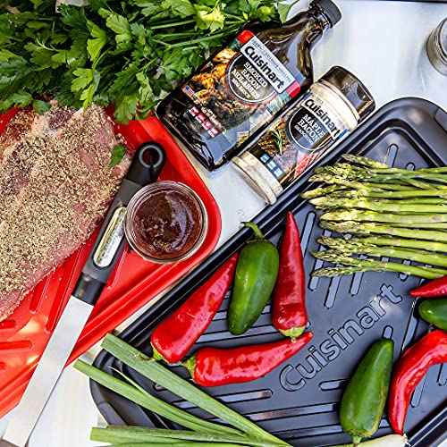 Cuisinart Grilling Prep & Serve Trays, 17x10.5 inch BBQ Tray Safe for Food Handling, 2 Dishwasher Safe Nesting Trays Black & Red, Perfect Grilling Accessories for Cooked & Raw Meat, Fits 6 Burgers