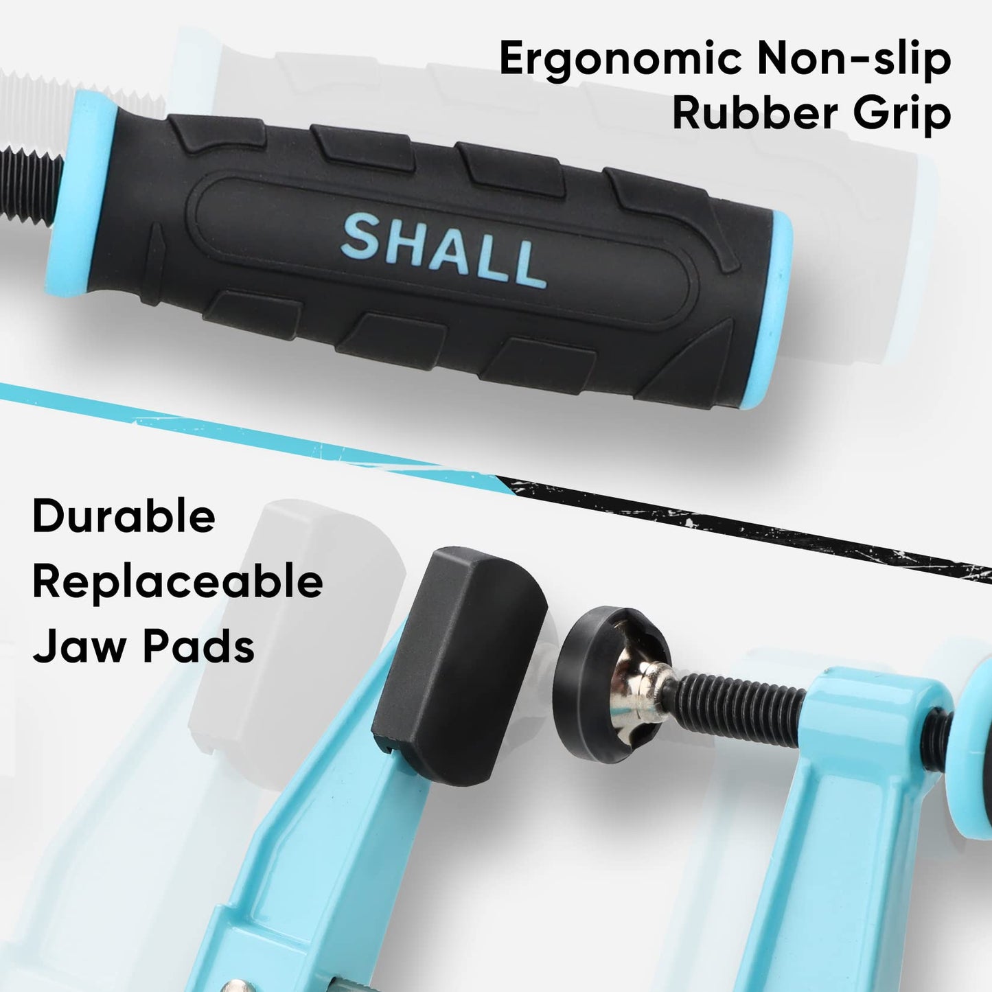 SHALL 6-Inch Steel Bar Clamps Set, 4-pack Medium-Duty Quick-Release F Clamps, 600 Lbs Load Limit for Woodworking, Metal working, DIY and Crafts