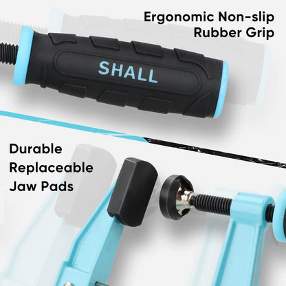 SHALL 6-Inch Steel Bar Clamps Set, 4-pack Medium-Duty Quick-Release F Clamps, 600 Lbs Load Limit for Woodworking, Metal working, DIY and Crafts