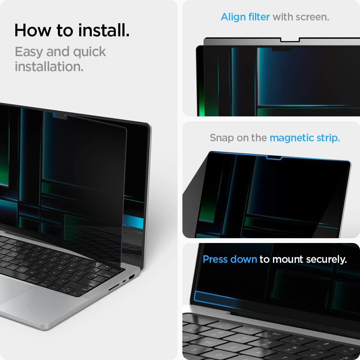 Spigen Privacy Filter Screen Protector [SafeView] designed for MacBook Pro 14 inch (M4 / M4 Pro / M4 Pro Max / M3 series / M2 series / M1 series)