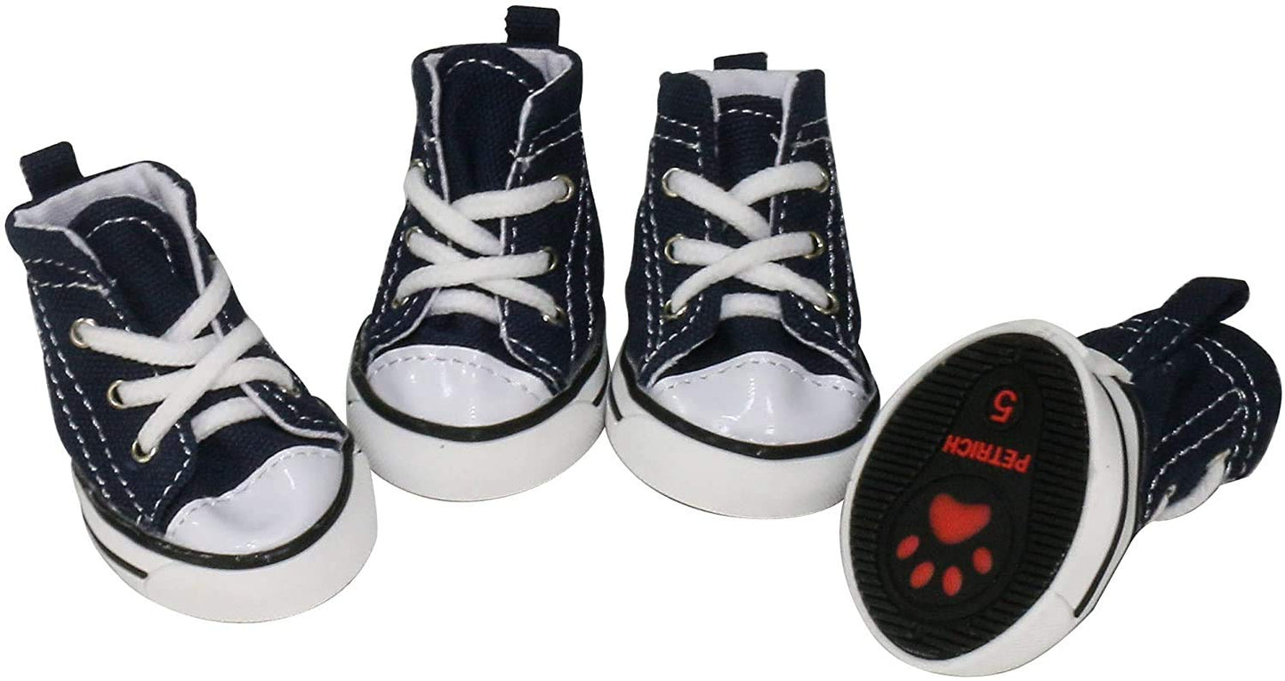 URBEST 4 Pcs Pet Dog Puppy Canvas Sport Shoes, Sneaker Boots, Outdoor Nonslip Causal Shoes (8#, Blue)