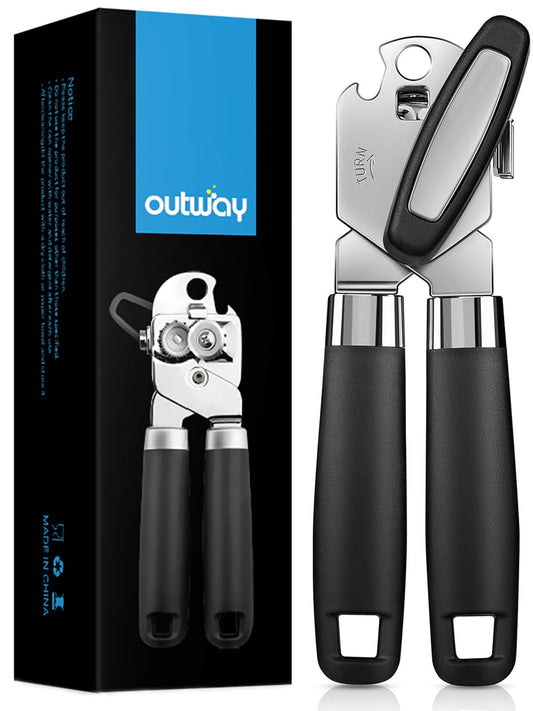 Can Opener,Professional 3-In-1 Multifunctional Manual Can Openers Bottle Opener,Kitchen Durable Stainless Steel Heavy Duty Can Opener Smooth Edge for Kitchen Seniors Friendly (Black)