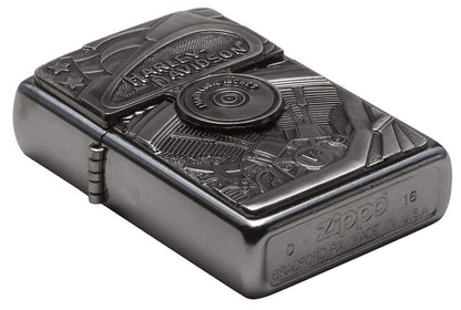 Zippo Harley-Davidson Motor Flag Emblem Street Chrome Pocket Lighter