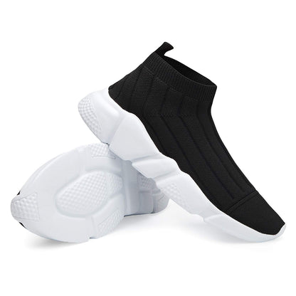 Casbeam Men's Running Knit Comfortable Lightweight Breathable Casual Sports Shoes Fashion Sneakers Slip-On Walking Shoes Black Size 11