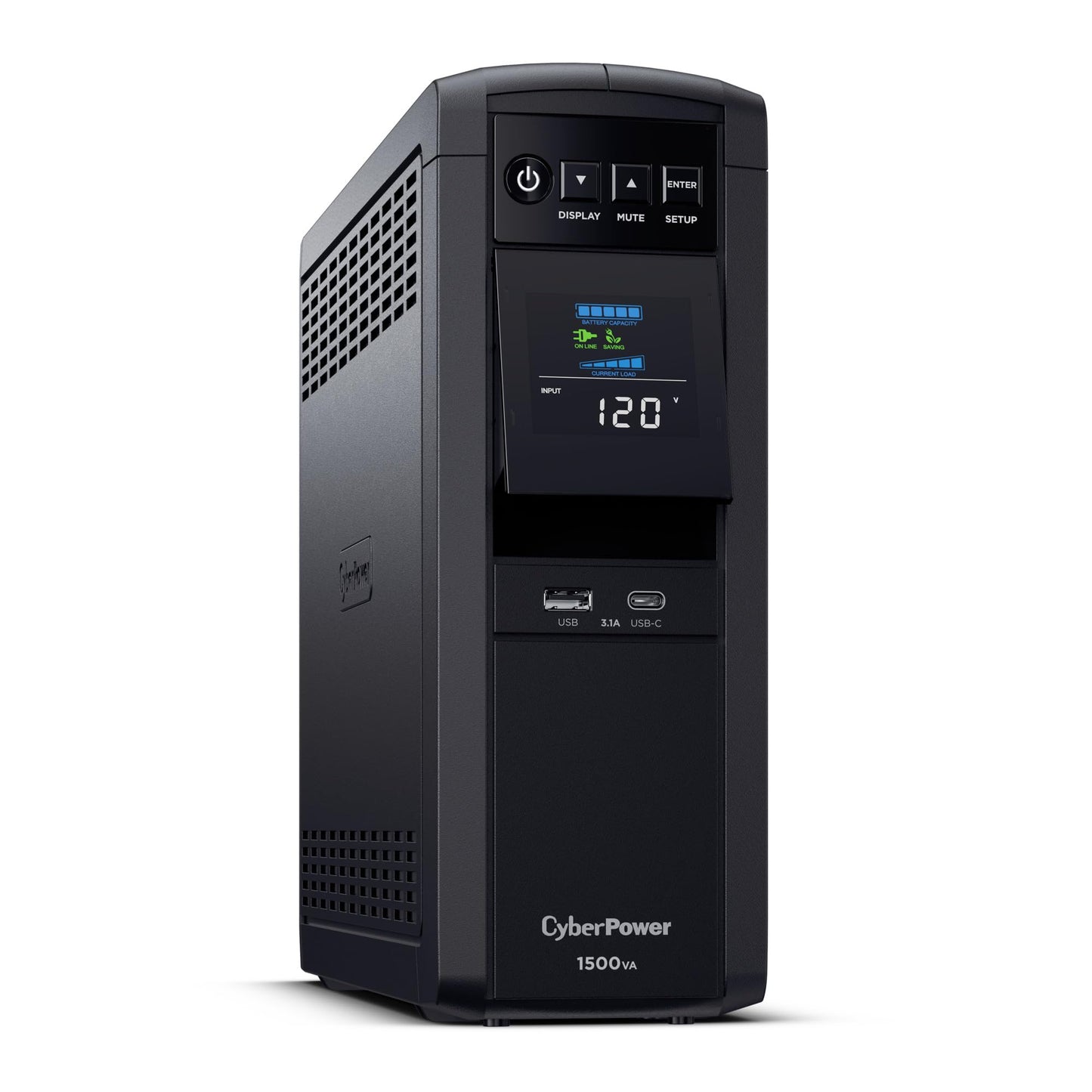 CyberPower CP1500PFCLCD PFC Sinewave UPS Battery Backup and Surge Protector, 1500VA/1000W, 12 Outlets, AVR, Mini Tower; UL Certified