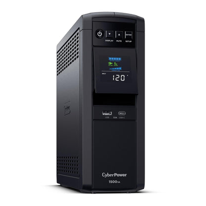 CyberPower CP1500PFCLCD PFC Sinewave UPS Battery Backup and Surge Protector, 1500VA/1000W, 12 Outlets, AVR, Mini Tower; UL Certified