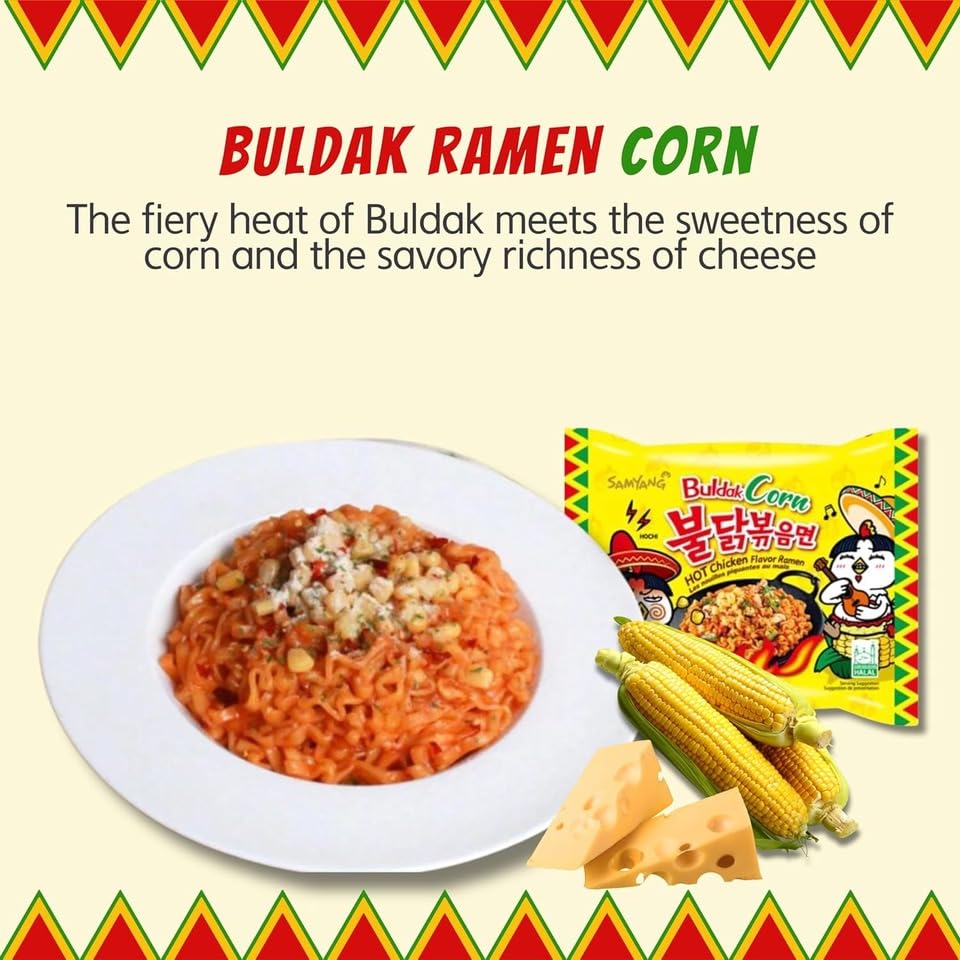 Samyang Buldak Hot Spicy Chicken Ramen Noodle Korean Stir-Fried Ramen (10, 2 Carbonara, Cheese, Cream Carbonara, 2X Spicy, Habanero Lime, Quattro Cheese, Original, Stew, Tom Yum)