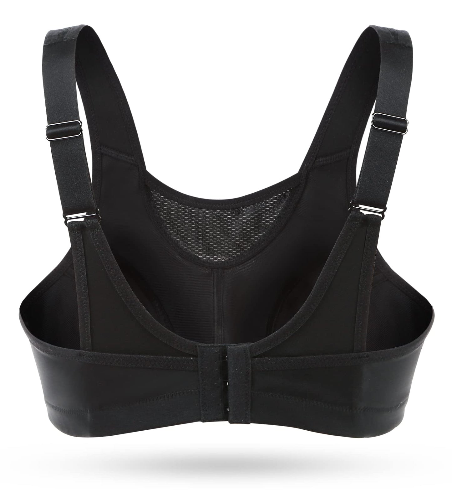 Wingslove Women's Full Coverage High Impact Wirefree Workout Non Padded Sports Bra Bounce Control (Black,38DD)