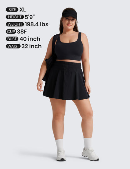 CRZ YOGA Butterluxe Womens U Back Sports Bra - Scoop Neck Padded Low Impact Yoga Clothes Workout Crop Top with Built in Pads Black Small