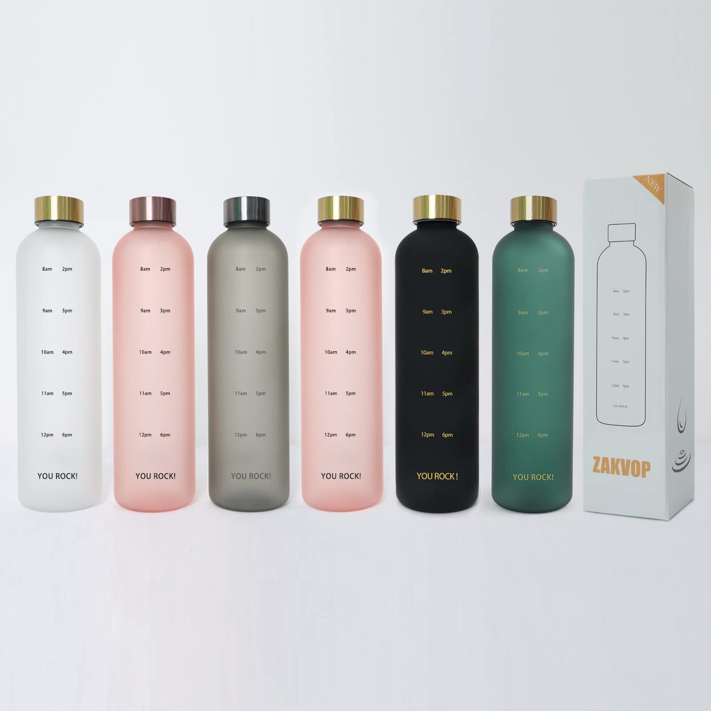 ZAKVOP 32oz Water Bottles with Times to Drink, Motivational Water Bottle with Time Marker, BPA Free Reusable Water Bottle with Hydrating Reminder for Gym Fitness Workout Travel (Green)