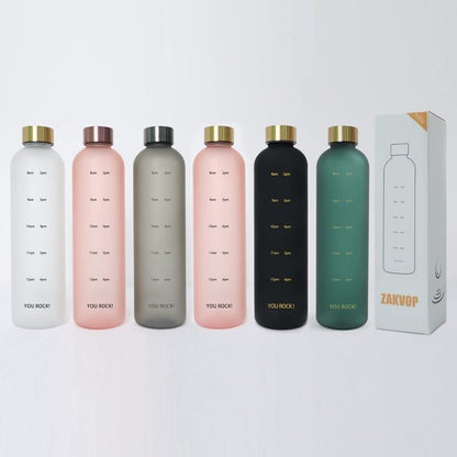 ZAKVOP 32oz Water Bottles with Times to Drink, Motivational Water Bottle with Time Marker, BPA Free Reusable Water Bottle with Hydrating Reminder for Gym Fitness Workout Travel (Green)