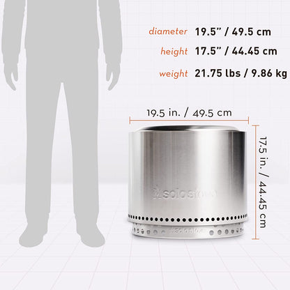 Solo Stove Bonfire with Stand | 19.5" Smokeless Fire Pit, Removable Ash Pan | Portable Stainless Steel Wood Burning Outdoor Fireplace, Ideal for 4–6 People, 21.75 lbs