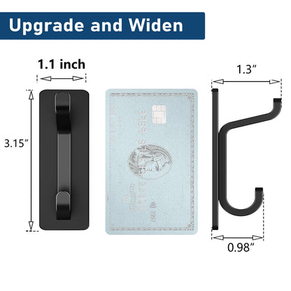 Wall Hooks for Coat and Towel: 13LB Adhesive Door Hanger Stick on, Black 4 Pack