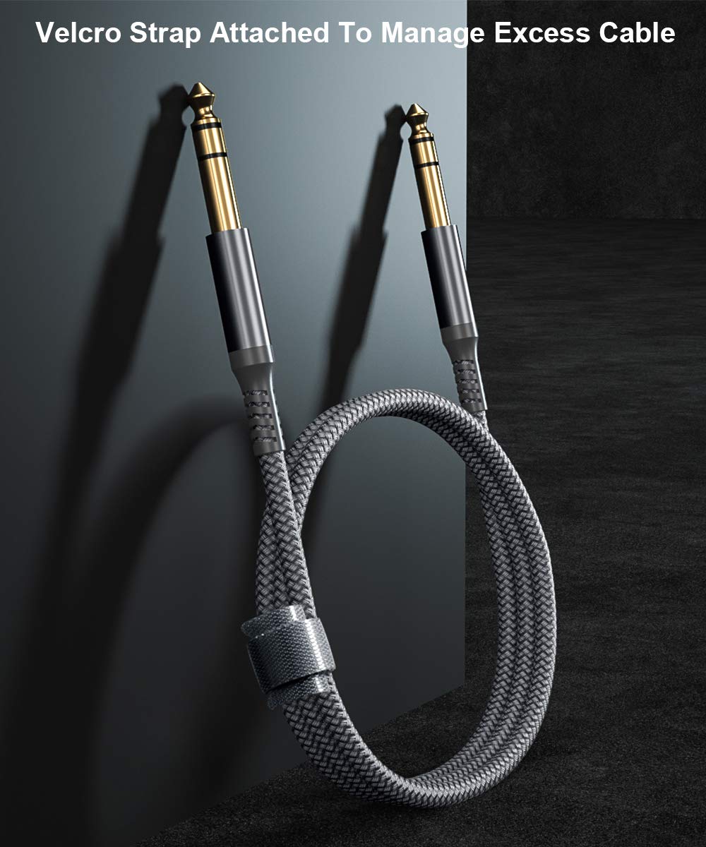 Elebase 1/4 Inch TRS Instrument Guitar Cable 10ft 2Pack,Straight 6.35mm Guitar Bass AMP Cord,Quarter Inch 6.3mm Male Jack Stereo Audio Balanced Line for Electric Guitar,Bass,Keyboard,Amplifier,Speaker