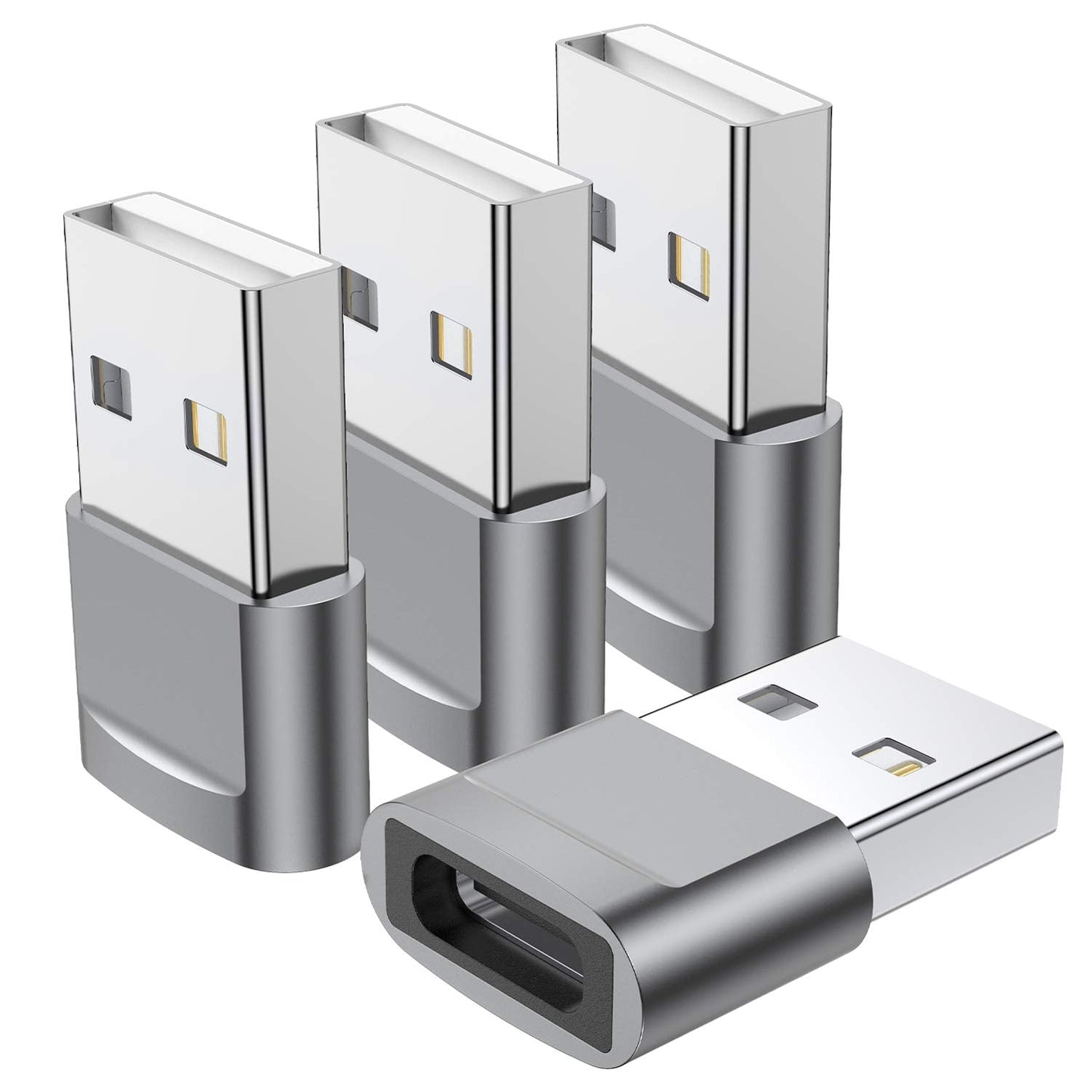USB C Female to USB Male Adapter (4-Pack), Type C to USB A Charger Converter for iPhone 16 15 14 13 12 11 Plus Pro Max, Samsung Galaxy S24 S23 S22 Ultra, Apple iWatch Watch Series 7 8, AirPods, iPad