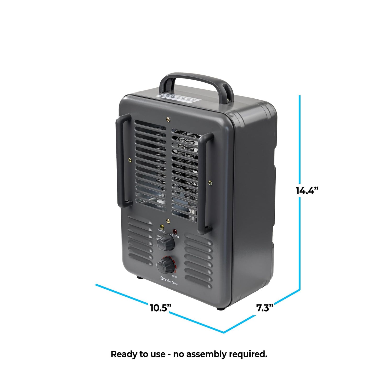 Comfort Zone Milkhouse Style Utility Space Heater with Adjustable Thermostat, Electric, Portable, 3-Prong Plug, Overheat Protection, & Tip-Over Switch, Ideal for Garage or Workshop, 1,500W, CZ798GR3