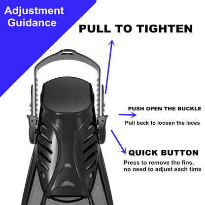 Diving fins Snorkeling Gear for Adults Snorkel fins ，Swim fins Open, Adjustable, Men, Women, Children, Swim Flippers