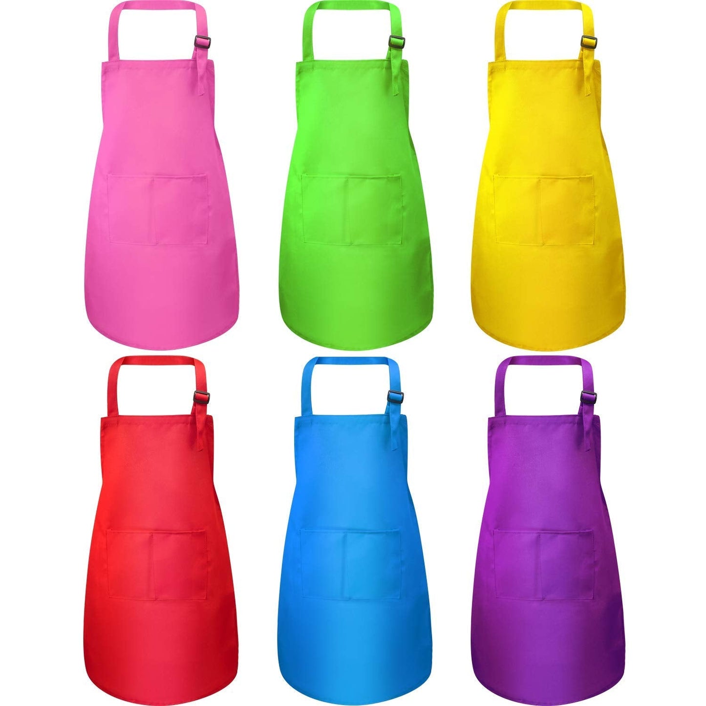 Syhood 6 Pieces Kids Apron with Pocket Adjustable Children Chef Apron for Baking Painting Cooking (Fresh Color, Large)