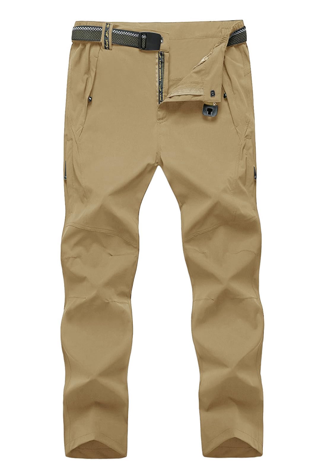 TBMPOY Men's Windproof Waterproof Athletic Pants for Outdoor Work Hiking Breathable Pants Thin Khaki L