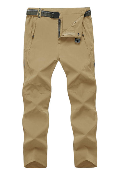 TBMPOY Men's Windproof Waterproof Athletic Pants for Outdoor Work Hiking Breathable Pants Thin Khaki L