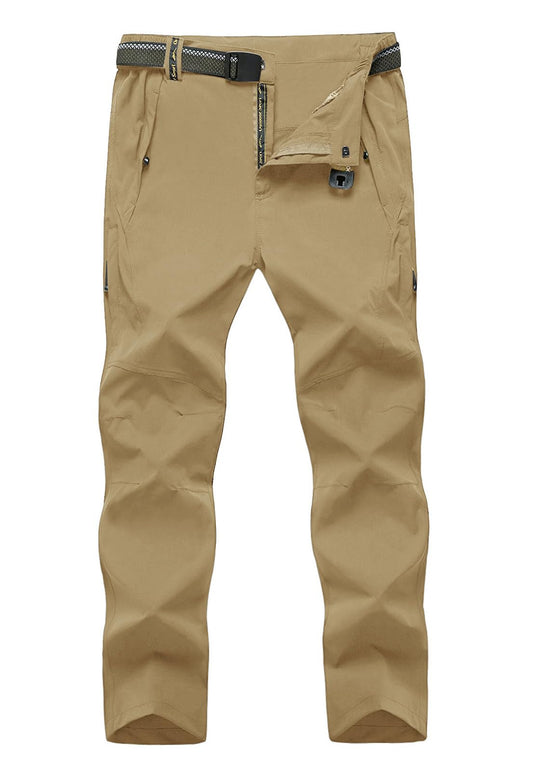 TBMPOY Men's Windproof Waterproof Athletic Pants for Outdoor Work Hiking Breathable Pants Thin Khaki L