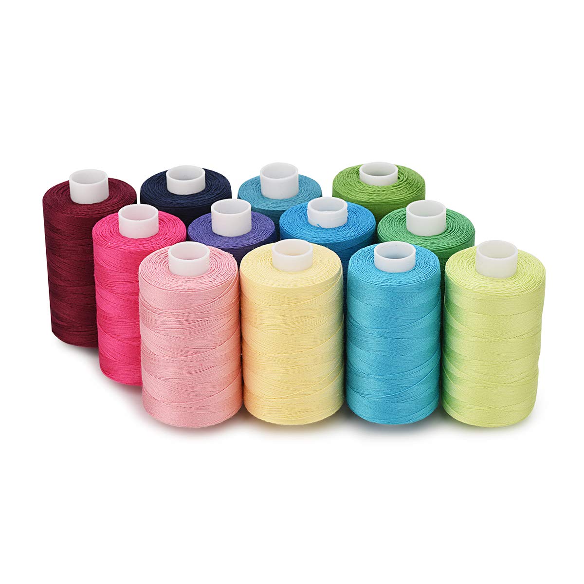 Simthread 12 Colors All Purposes Cotton Quilting Thread for Piecing Sewing Appliqué Embroidery etc
