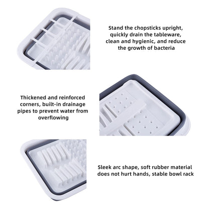 THANSTAR Collapsible Dish Drainer Portable Dinnerware Drainer Organizer for Kitchen RV Campers Travel Trailer Space Saving Kitchen Storage Tray