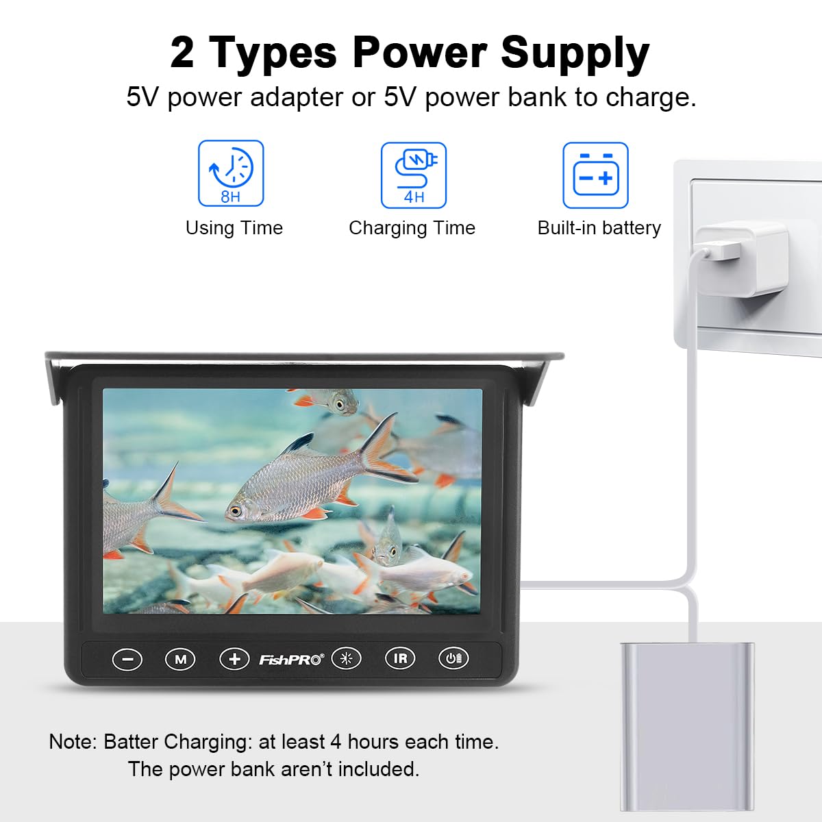 [FishPRO® 2026 Upgrade] Underwater Fishing Camera 4.3'' HD 1000 TVL, Pocket Ice Fishing Camera Underwater for Fish, Portable Fish Finder w/LCD Monitor, IR+LED for Ice Lake Sea Boat Kayak Fishing