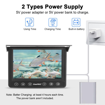 [FishPRO® 2026 Upgrade] Underwater Fishing Camera 4.3'' HD 1000 TVL, Pocket Ice Fishing Camera Underwater for Fish, Portable Fish Finder w/LCD Monitor, IR+LED for Ice Lake Sea Boat Kayak Fishing