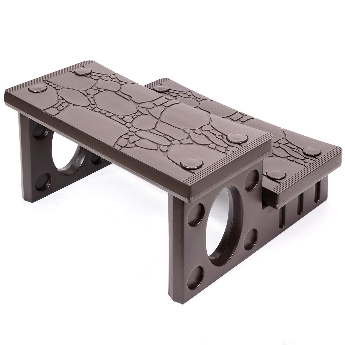 XtremepowerUS Universal Multi Purpose 2-Step Spa Hot Tub Pool Outdoor Indoor Camper RV Deck Steps Sided Step, Mocha