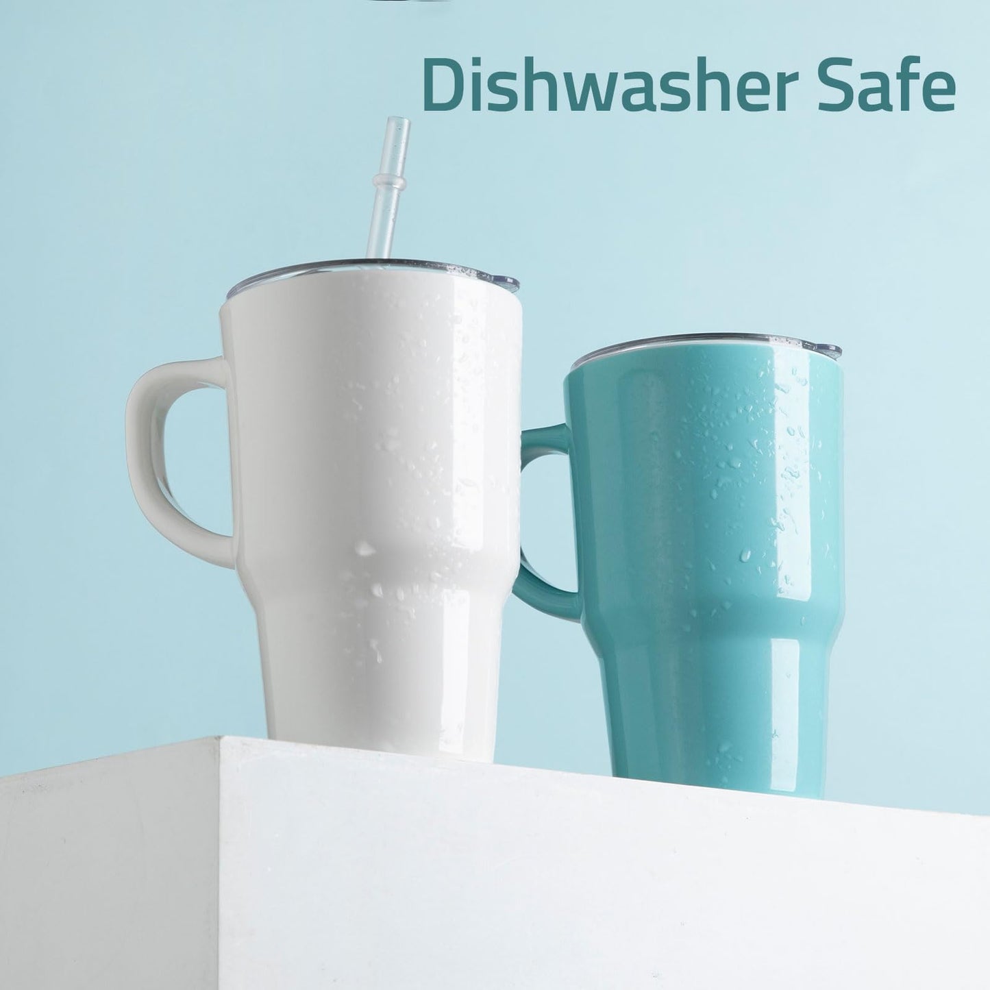 Sweejar Ceramic Travel Mug with Lid, 16 oz Portable Coffee Mug, Dishwasher Safe Tea Cup with Infuser, Reusable Teacup for Car Cup Holder, Tea Lovers(Turquoise)