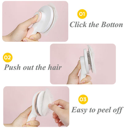 SimpleDot Pet Grooming Brush, Self Cleaning Slicker Brush for Dogs and Cats, Removes Undercoat Loose Hair, Mats, Tangled and Dirt, Massages, All Hair Types (Pink)