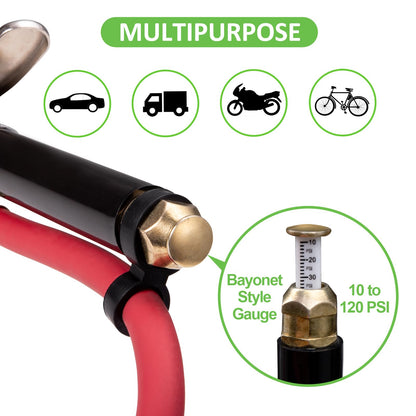 Spurtar 10-120 PSI Heavy Duty Tire Pressure Gauge with Inflator Air Chuck with Pressure Gauge with 4 Way Tool and Valve Cores Air Compressor Attachments Tire Inflator Nozzle for Car Automotive Truck