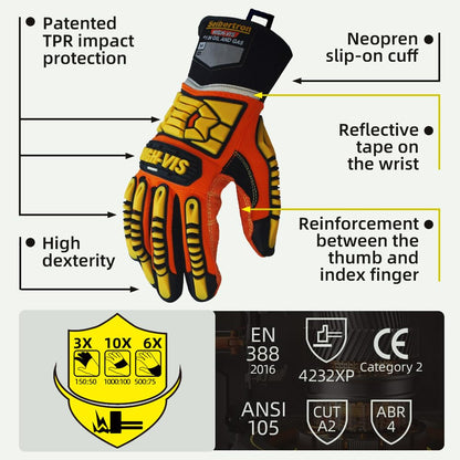 Seibertron High-Vis SDX2 Resistant Reducing Anti-Impact Mechanics Heavy Duty Safety Rescue Gloves CE EN388 4232 L