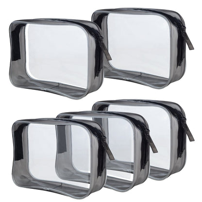 Wobe 5 Packs Clear Cosmetics Bag TSA Approved, PVC Zippered Toiletry Carry Pouch Portable Makeup Bag for Vacation Travel, Bathroom and Organizing Waterproof Makeup Bag Vinyl Plastic Organizer Case