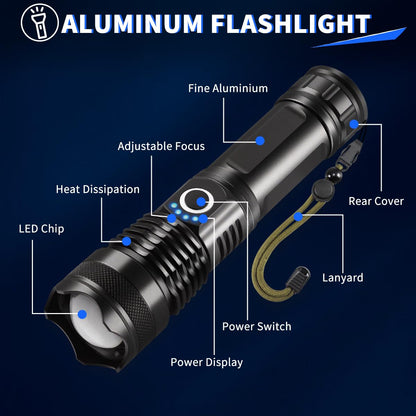 UUYEE 3Pack Rechargeable Flashlights High Lumens, Super Bright Flashlight, 5Modes LED Flashlight Rechargeable, Adjustable Tactical Flashlights High Powered, Flash Lights for Emergency Camping Home