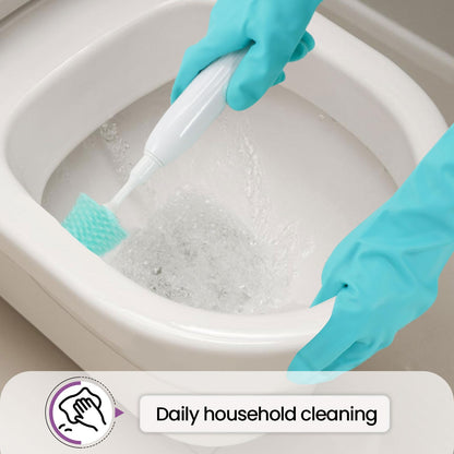 Elgood Reusable Dishwashing Cleaning Gloves with Latex free, Cotton lining,Kitchen Gloves 2 Pairs,Purple+blue Medium