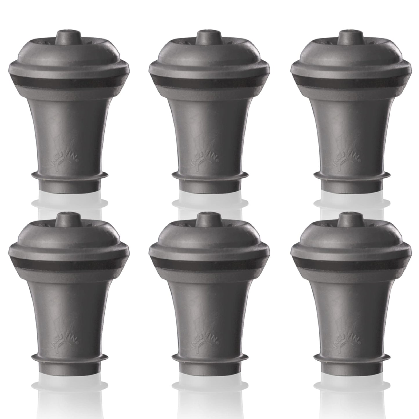 Vacu Vin Wine Saver Vacuum Stoppers – Set of 6 – Gray – Airtight Seal for Opened Bottles – Preserves Wine Freshness Up to 10 Days – Reusable & Dishwasher Safe – For Wine Saver Pump