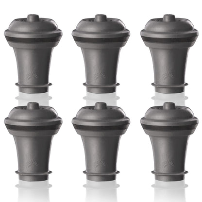 Vacu Vin Wine Saver Vacuum Stoppers – Set of 6 – Gray – Airtight Seal for Opened Bottles – Preserves Wine Freshness Up to 10 Days – Reusable & Dishwasher Safe – For Wine Saver Pump