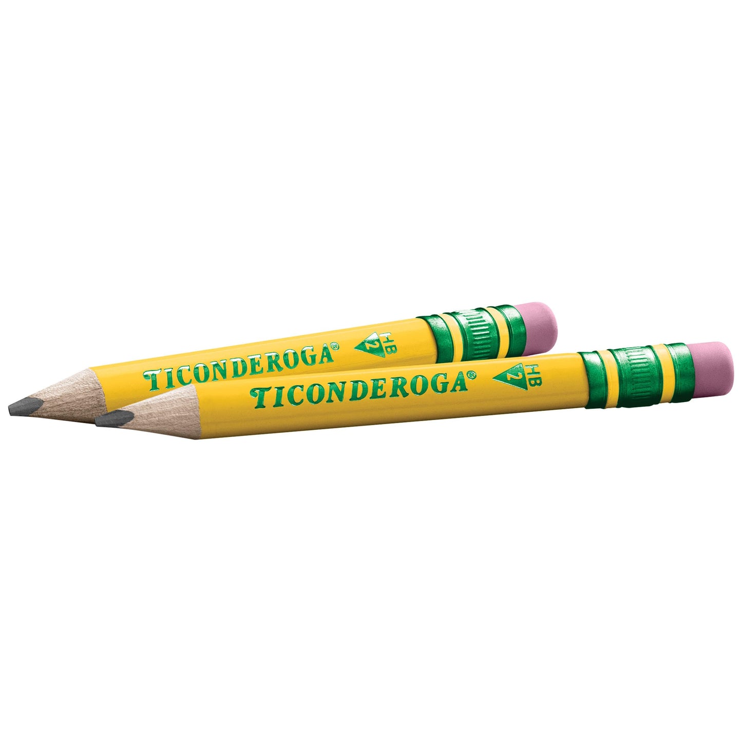 Ticonderoga My First Short Triangular Wood-Cased Pencils, #2 HB Soft, With Erasers, Yellow, 4 Count