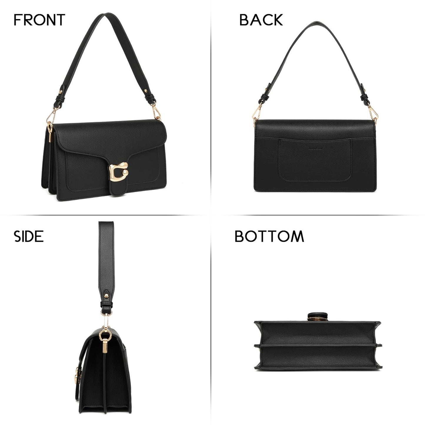 Travistar Women's Faux Leather Satchel Handbag, Small Crossbody Purse with 2 Straps, White (F195-white)