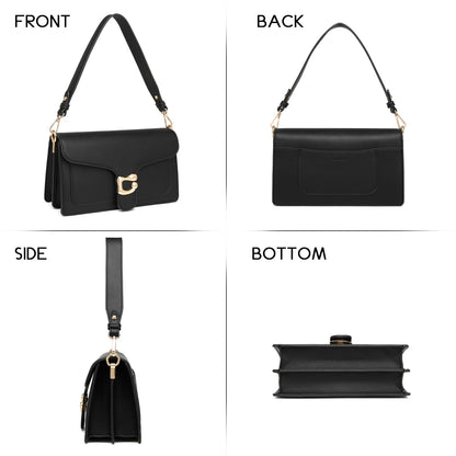 Travistar Women's Faux Leather Satchel Handbag, Small Crossbody Purse with 2 Straps, White (F195-white)