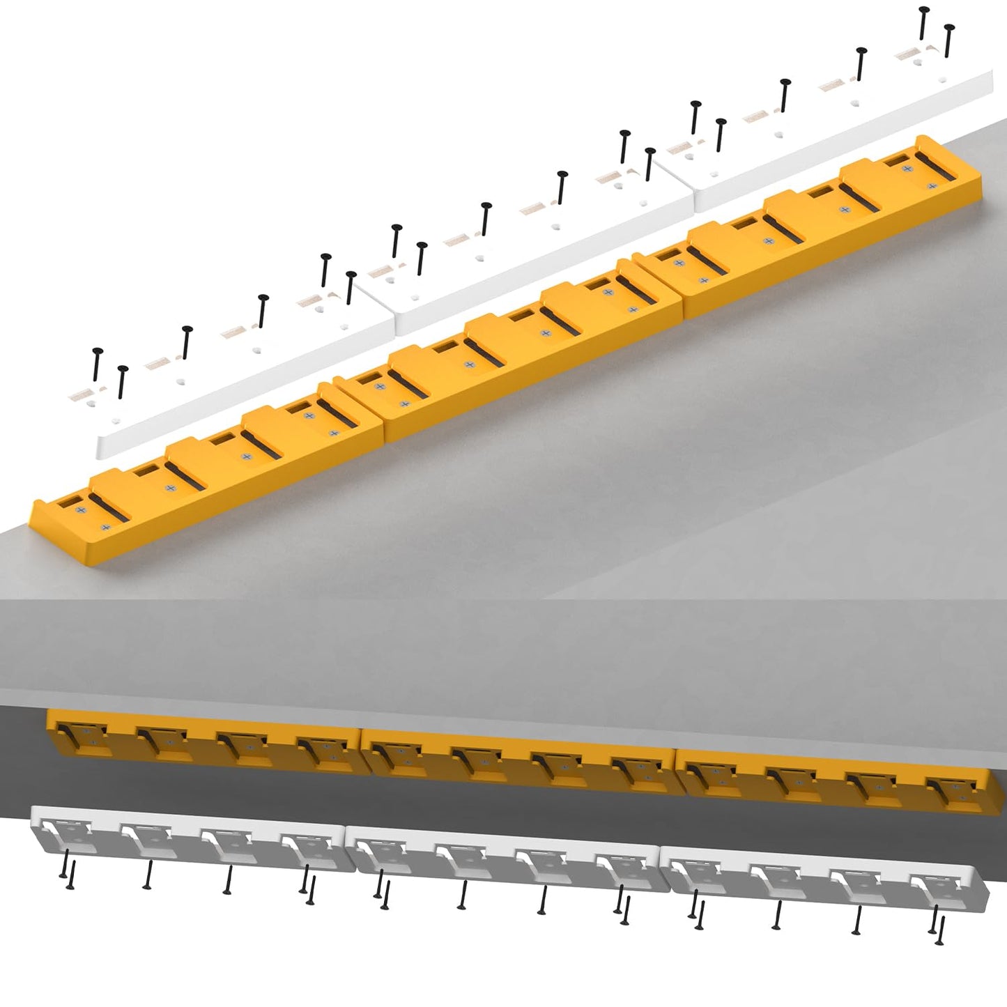 SZWJT-LV Battery Rack Compatible with DeWalt 20V Battery Holder, Mount 4 Slot Bulk Battery Garage Tool, Tools for Dewallt 20v, Wall Display Hook Holder (Yellow-1pc)