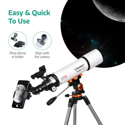 Slokey Discover The World Telescope for Astronomy for Adult Beginners - Professional, Portable and Powerful 20x-250x - Easy to Mount and Use - Astronomical Telescope for Moon, Planets and Stargazing