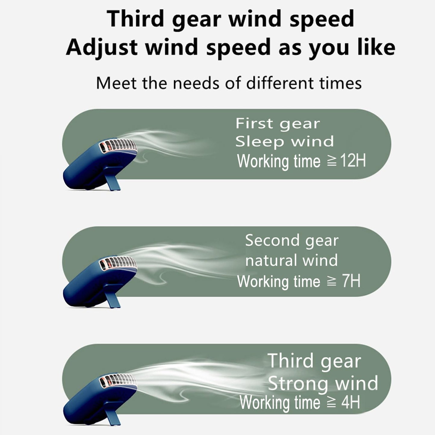 AOCOOLFAN Portable Neck Fan, Mini Small Personal Handheld Fan USB Rechargeable 3 Speed for Girls Boys Woman Eyelash Travel Home Office Outdoor (navy blue)