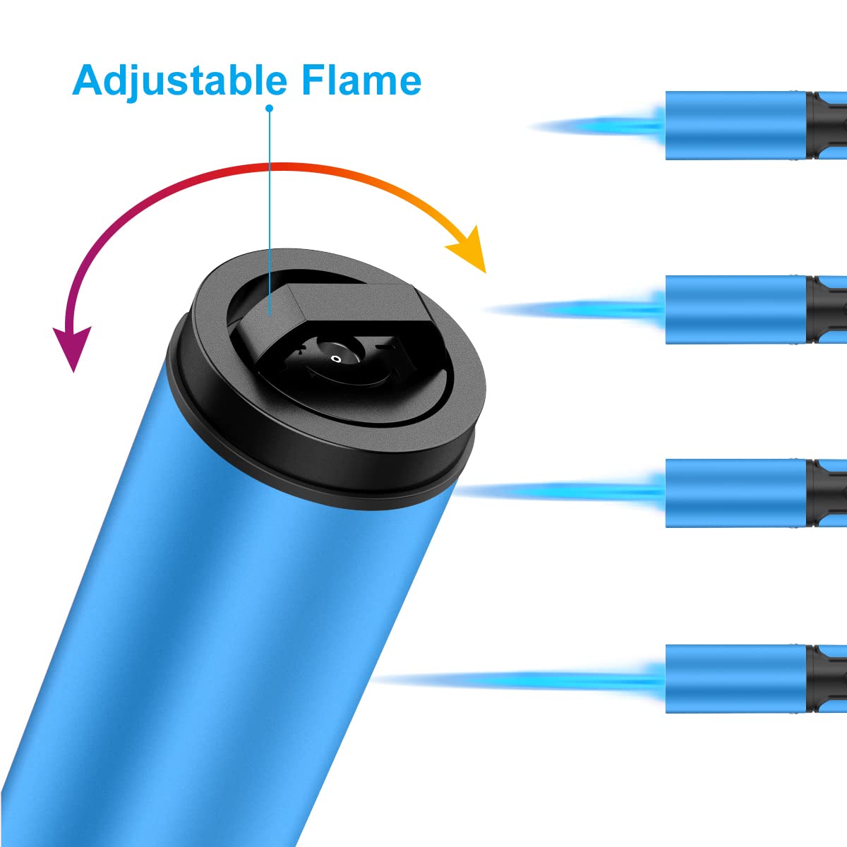 Torch Lighters 2 Pack Adjustable Jet Flame Butane Lighter, Refillable Gas Torch Lighter for Candles Grill BBQ Fireplaces Camping (Butane Not Included)