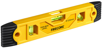 Torpedo Level Magnetic, Firecore 9 Inch Shockproof Small Leveler Tool with 3 Bubble Spirit Level 45 90 180 Degree, Construction Levelers for Hanging Pictures Install Shelf Home Renovation