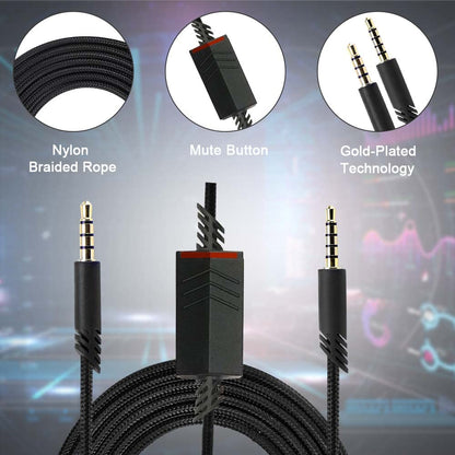QJYTH Replacement A40 Cord Compatible with Astro A40 Headset, A40 Inline Mute Audio Cable for Astro A10/A40/A40TR Gaming Headset,Compatible with PS5/PS4 Controller(6.5 Feet, Black)